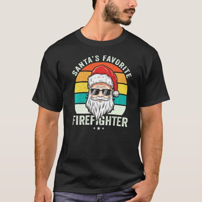 T-shirt Père Noël Bénévole favori Pompier Fier Fier Fier D (Devant)