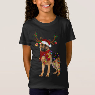 T-Shirt Père Noël berger allemand renne Noël clair
