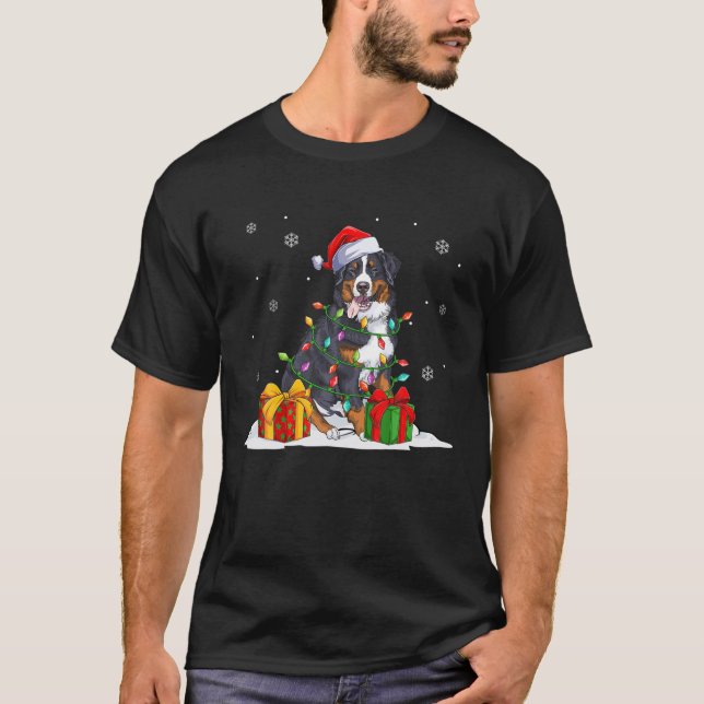 T-shirt père Noël Bernese Feux Noël des arbres de Noël (Devant)