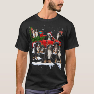 T-shirt Père Noël Bernese Mountain Dog Red Truck Christmas