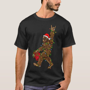 T-shirt Père Noël Bigfoot lumières de Noël Rock drôle Sasq