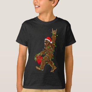 T-shirt Père Noël Bigfoot lumières de Noël Rock drôle Sasq