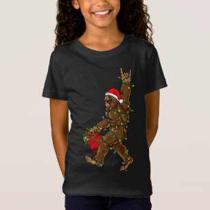 T-Shirt Père Noël Bigfoot lumières de Noël Rock drôle Sasq