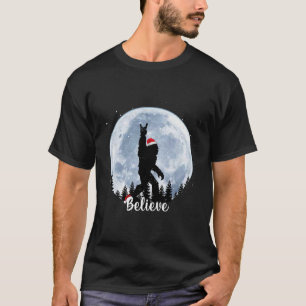 T-shirt Père Noël bigfoot noël rock roll sasquatch croire