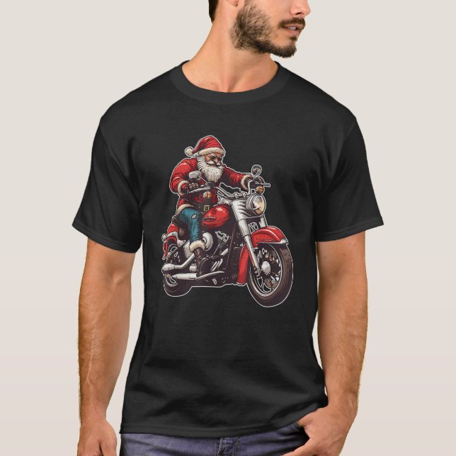 T-shirt Père Noël Biker Motorcycle de Noël Pyjama Toddler  (Devant)