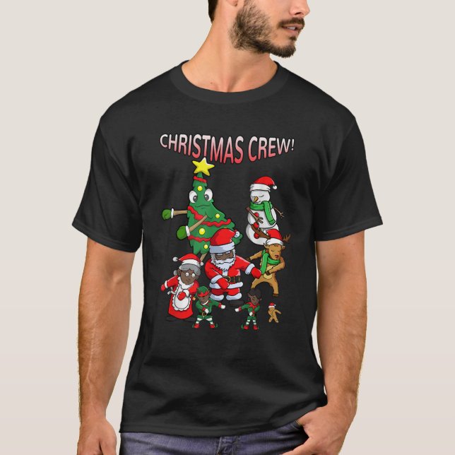 T-shirt Père Noël Black African American Christmas Crew Fl (Devant)