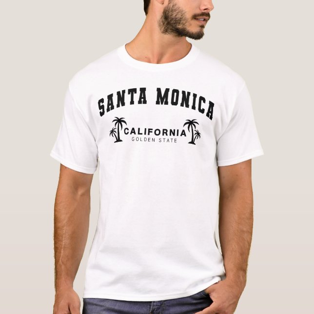 T-shirt Père Noël blanche pour hommes Monica, Californie,  (Devant)