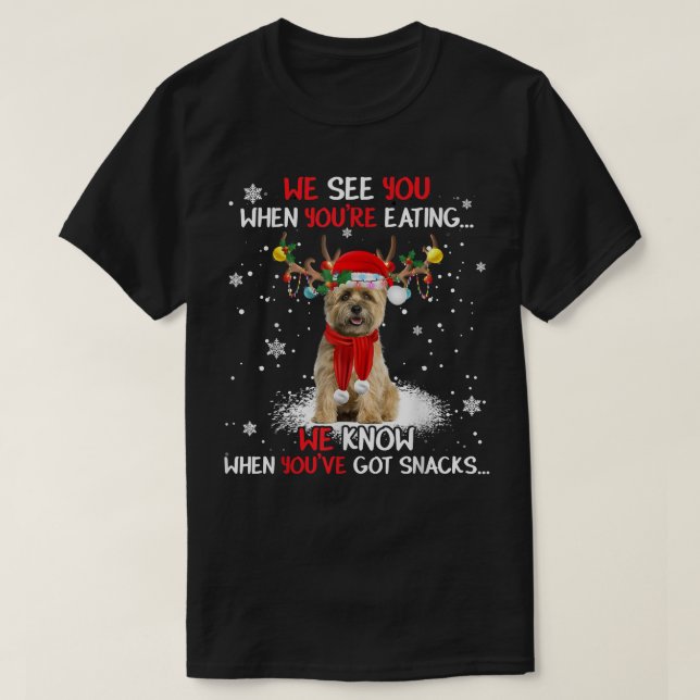 T-shirt Père Noël Cairn Terrier Reindeer Light Christmas P (Design devant)