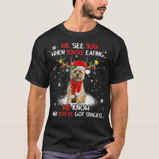 T-shirt Père Noël Cairn Terrier Reindeer Light Christmas P