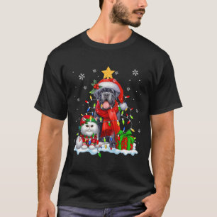 T-shirt Père Noël Canne Corso Avec Elf Chat Lumières de No
