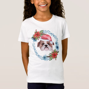 T-Shirt Père Noël Casquette Bulldog Holiday