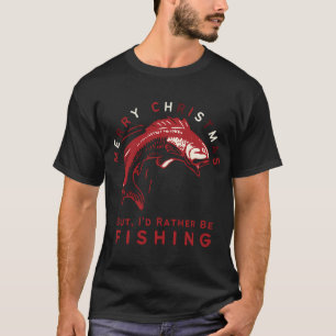 T-shirt Père Noël Chapeau Noël Lumière Pêche Claus Laid Xm