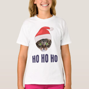 T-shirt Père Noël Chat avec Santa hat, Ho Ho ho Squa d'inv
