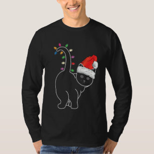 T-shirt Père Noël Chat Noël Couleur Led Lumière Drôle Chat