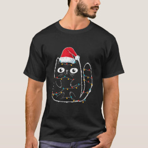 T-shirt Père Noël Chat Noir Tangé Dans L'Amoureux des chat