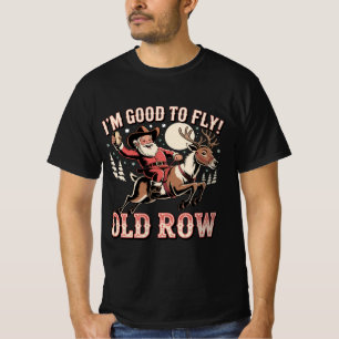 T-shirt Père Noël chevauchant des rennes Je vole bien poch