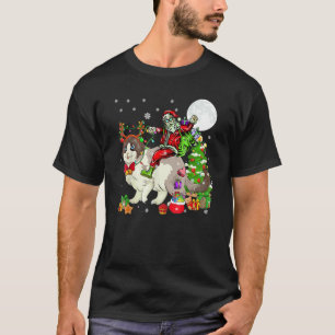T-shirt Père Noël chevauchant Renne Chat Ragtoll Arbre de