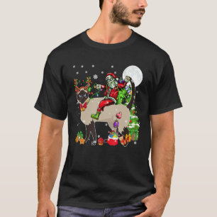 T-shirt Père Noël chevauchant un chat siamois au pied de l