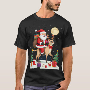 T-shirt Père Noël chevauchant un chat siamois au renne arb