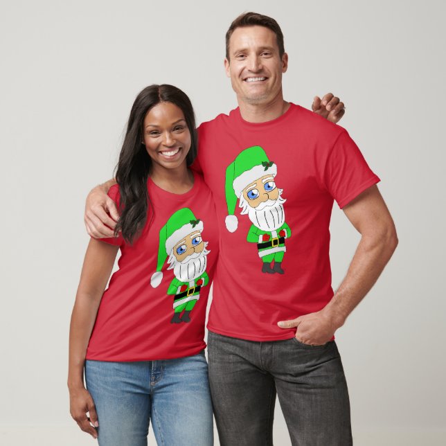 T-shirt Père Noël chibi en costume vert (Unisexe)