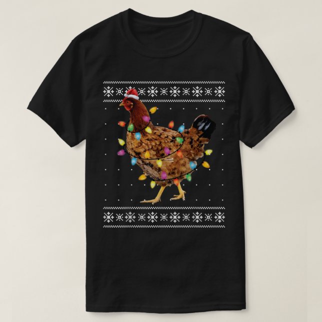 T-shirt Père Noël Chicken Xmas Tree Drôle Poulet Noël Ug (Design devant)