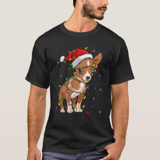 T-shirt Père Noël Chihuahua Chien Xmas Arbre Lumières Joye