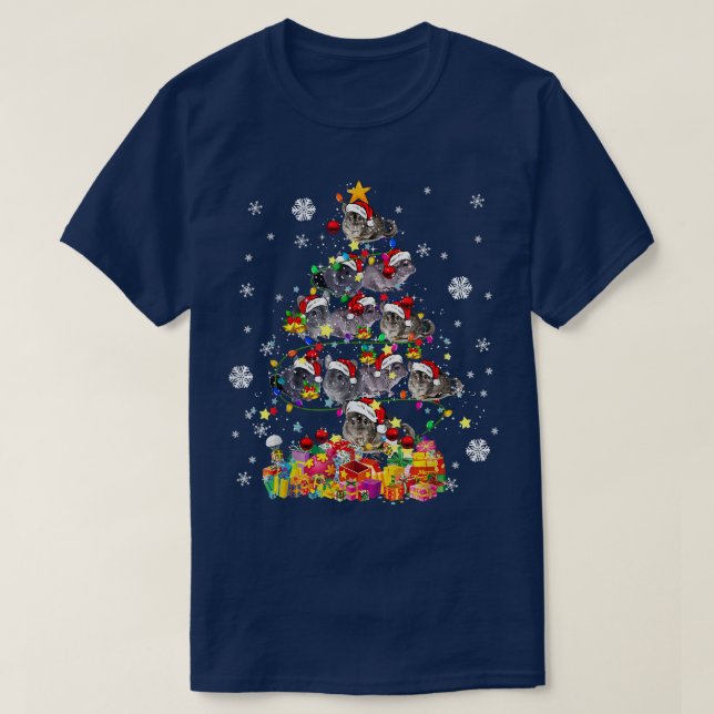 T-shirt Père Noël Chinchilla Arbre de Noël Animal Christma (Design devant)