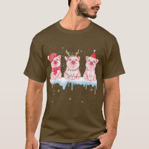 T-shirt Père Noël Cochons de rennes Neige Fête d'agricultu