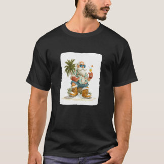 T-shirt Père Noël cocktail pour les vacances et les mers f