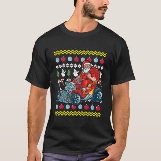 T-shirt Père Noël conduisant une voiture moche Hot Rod