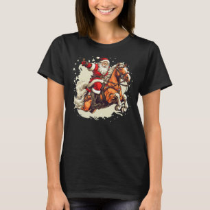 T-shirt Père Noël cool avec Cheval de Noël pour la saison