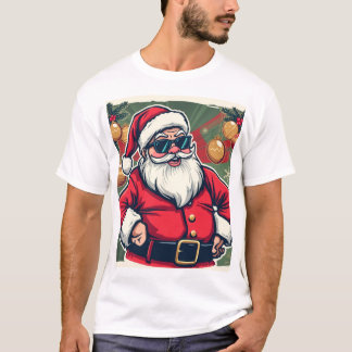 T-shirt Père Noël cool avec des lunettes de soleil branché