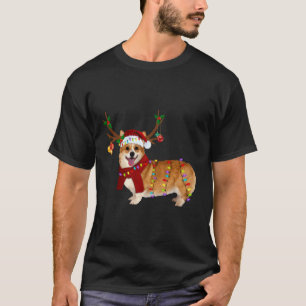 T-shirt Père Noël Corgi Reindeer cadeaux de Noël légers