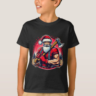 T-shirt Père Noël Coupeur d'Arbres Drôle Bûcheron Noël Bûc