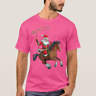 T-shirt Père Noël cow-boy chevauchant un cheval Noël drôle