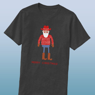 T-shirt Père Noël Cowboy Texte personnalisé Noël