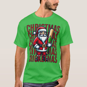 T-shirt PÈRE NOËL Cricket Mascotte Joueur Noël Cricketmas