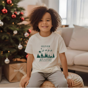 T-shirt Père Noël croient Noël traditionnel vert