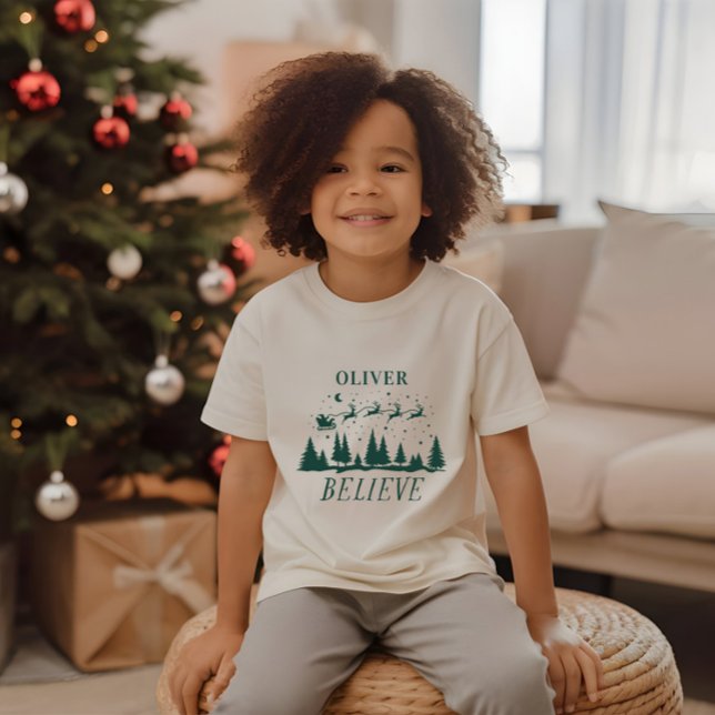 T-shirt Père Noël croient Noël traditionnel vert (Créateur téléchargé)