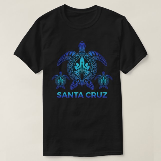 T-shirt Père Noël Cruz Californie CA Ocean Sea Turtle Souv (Design devant)