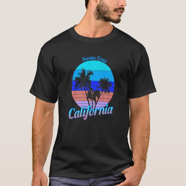 T-shirt Père Noël Cruz Californie Rétro Palm Trees Beach S (Devant)