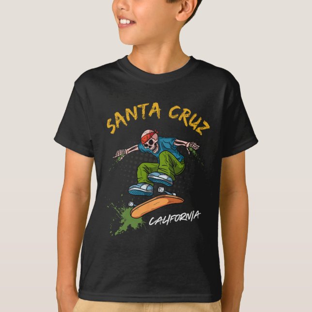 T-shirt Père Noël-cruz Skeleton Skateboard Beach Funny Hal (Devant)