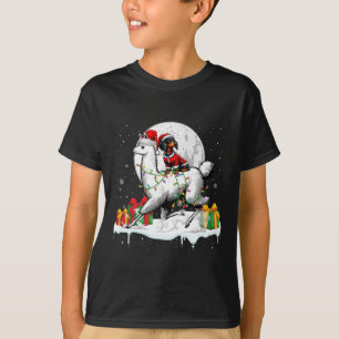 T-shirt Père Noël Dachshund Riding Llama Propriétaire de N