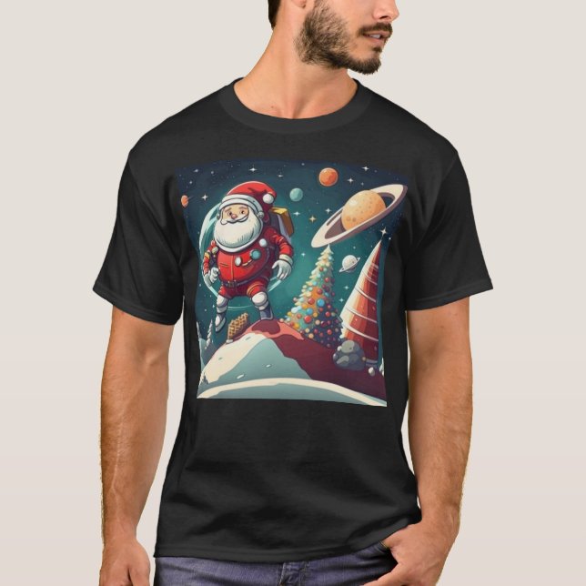 T-shirt Père Noël dans l'espace (Devant)
