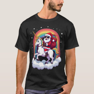 T-shirt Père Noël de Noël à cheval Licorne Xmas Filles Fem