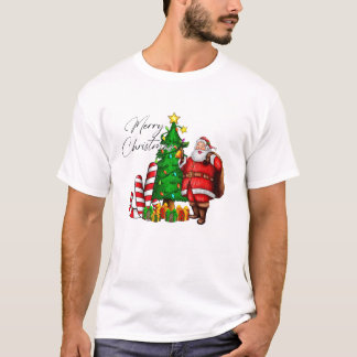 T-shirt Père Noël de Noël avec arbre
