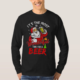 T-shirt Père Noël de Noël Boit de la Bière Moment Merveill