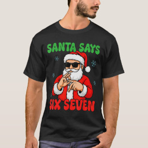 T-shirt Père Noël de Noël dit six sept mains signe drôle 6