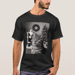 T-shirt Père Noël de Noël Joyeux X Mas Drôle Chat Selfie