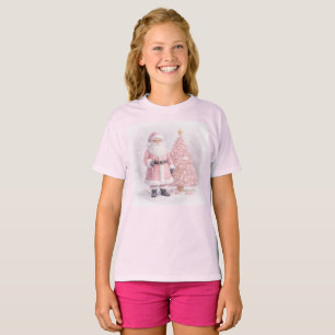T-shirt Père Noël de Noël rose pastel